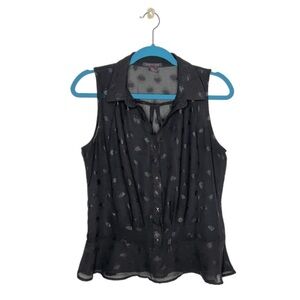 Imaginary Voyage Black Polka Dot Sleeveless Peplum Waist Blouse